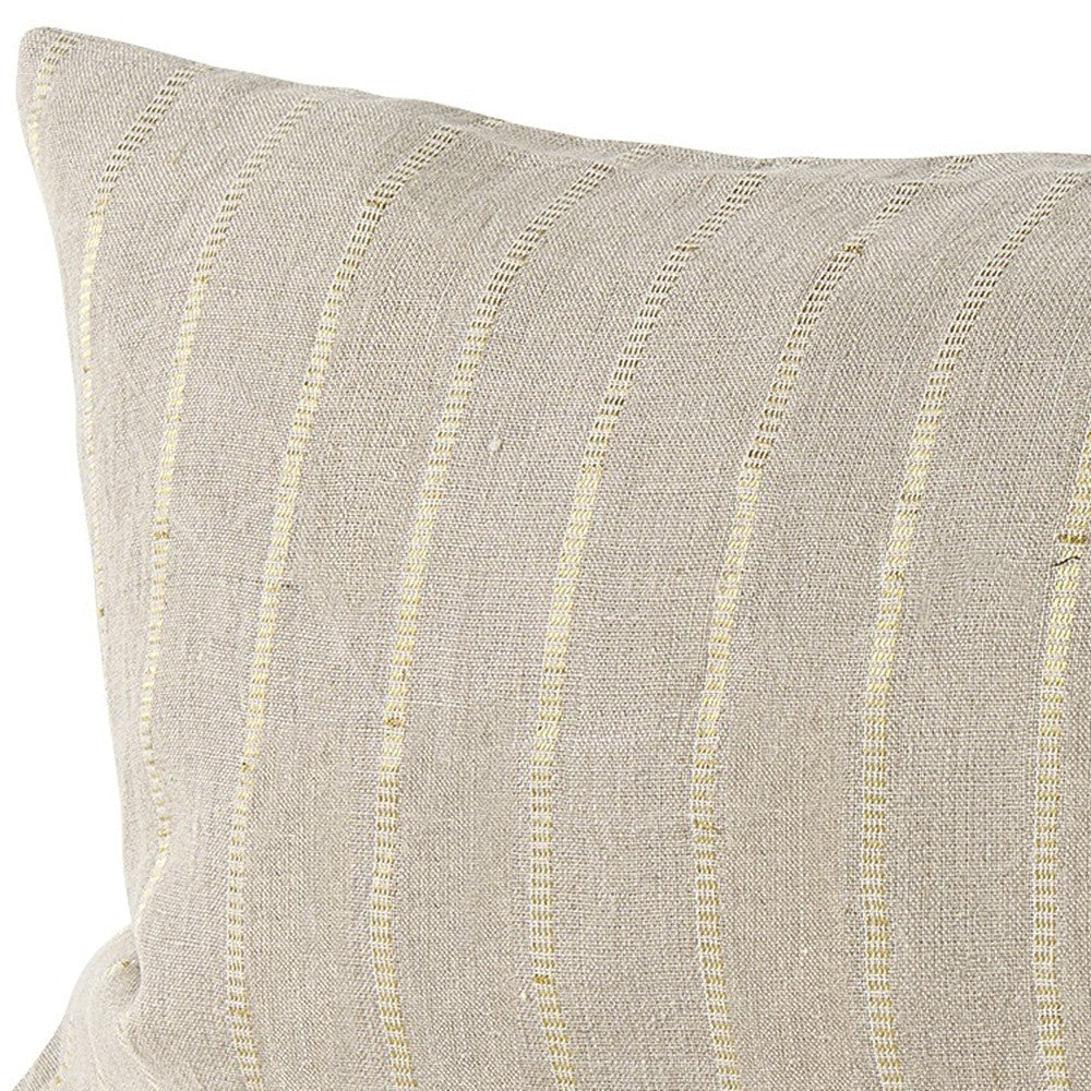 Beige And Gold Striped Lumbar Pillow Cover-8