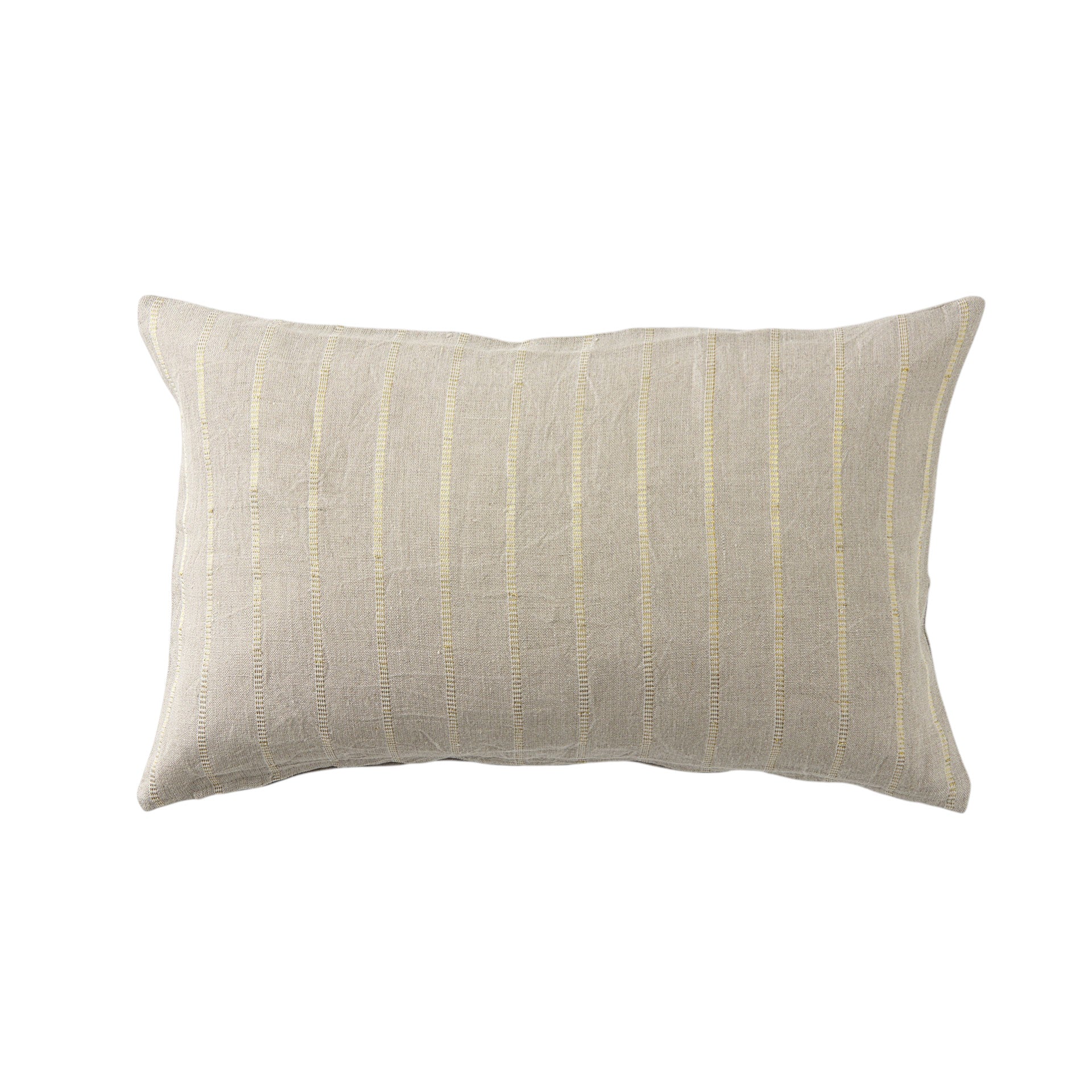 Beige And Gold Striped Lumbar Pillow Cover-1