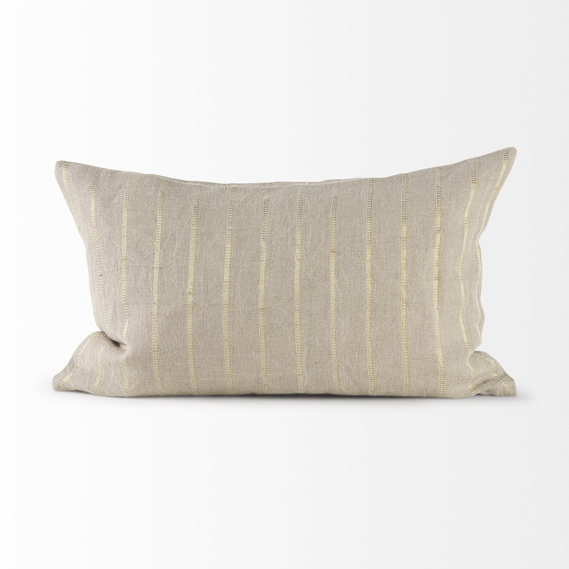 Beige And Gold Striped Lumbar Pillow Cover-3