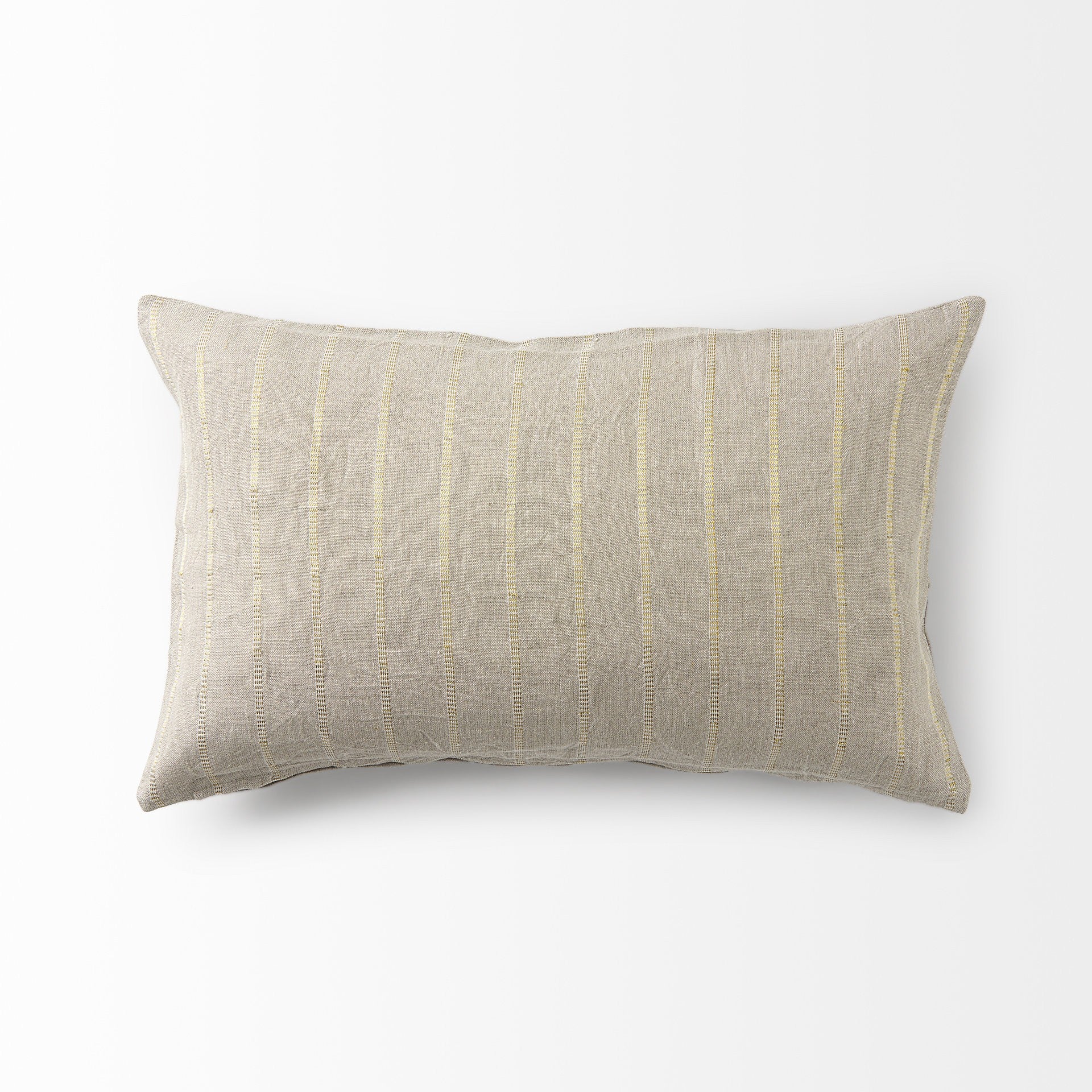 Beige And Gold Striped Lumbar Pillow Cover-6