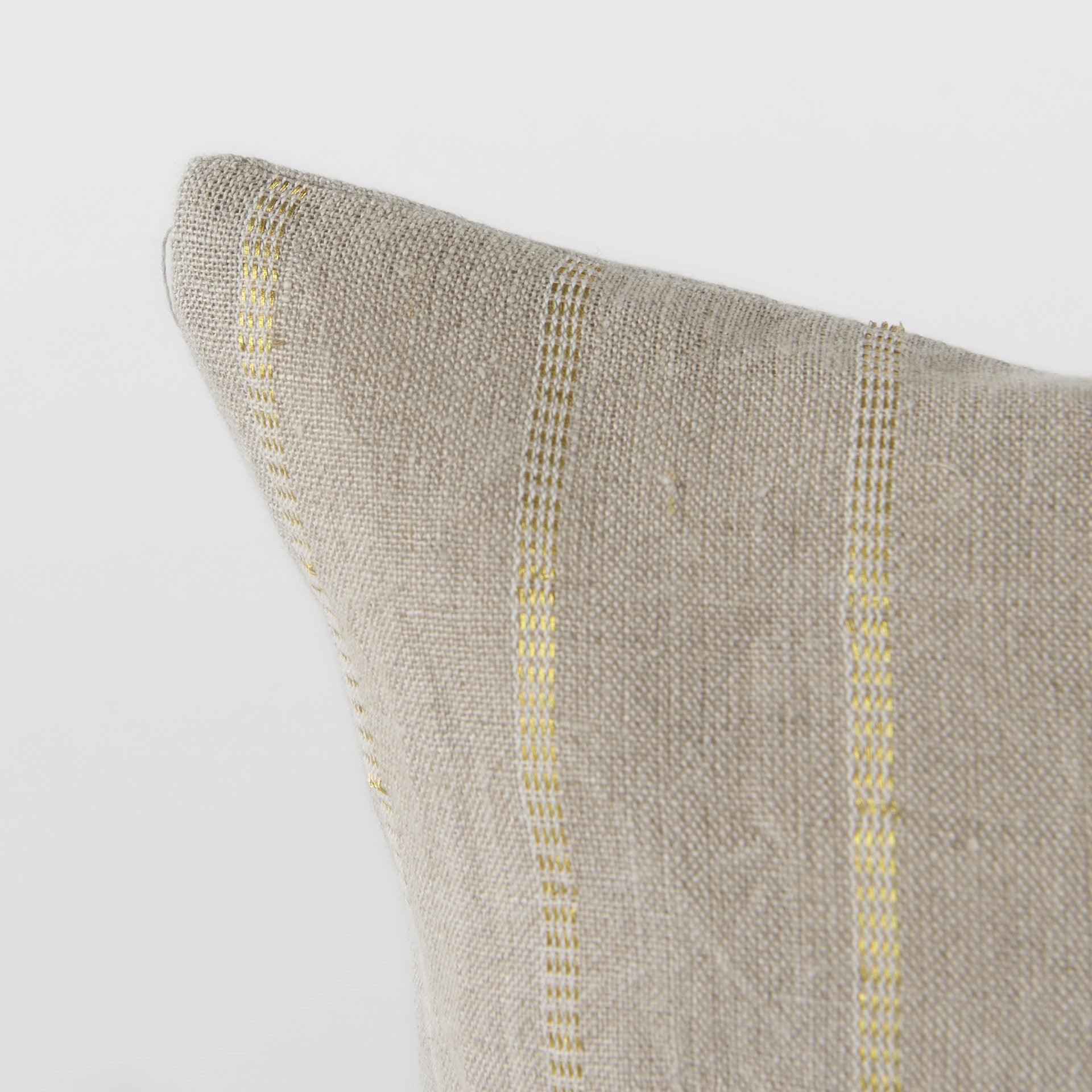 Beige And Gold Striped Lumbar Pillow Cover-7