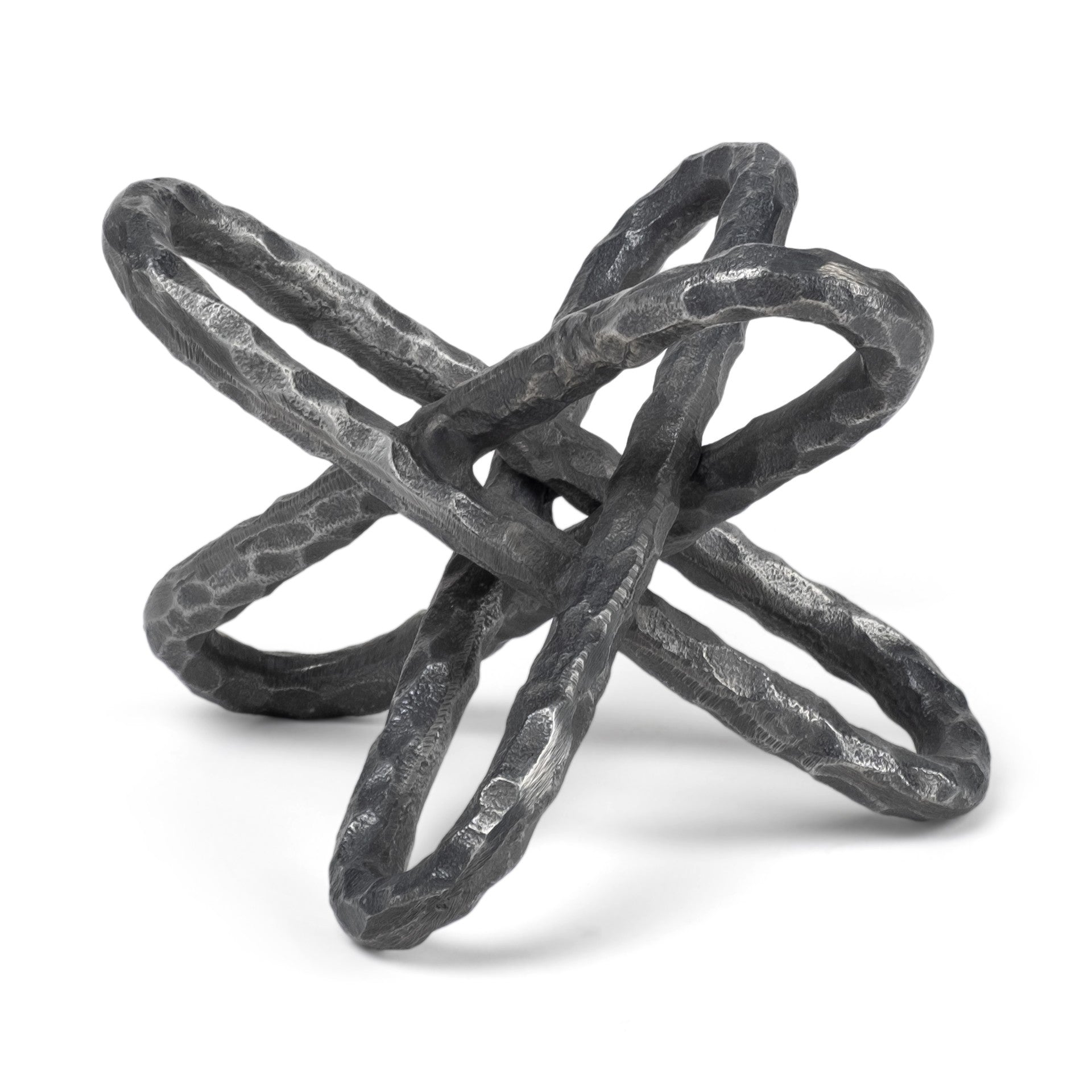 10" Antiqued Silver Metal Chain Link Tabletop Sculpture-Sculptures-DECOROLALA