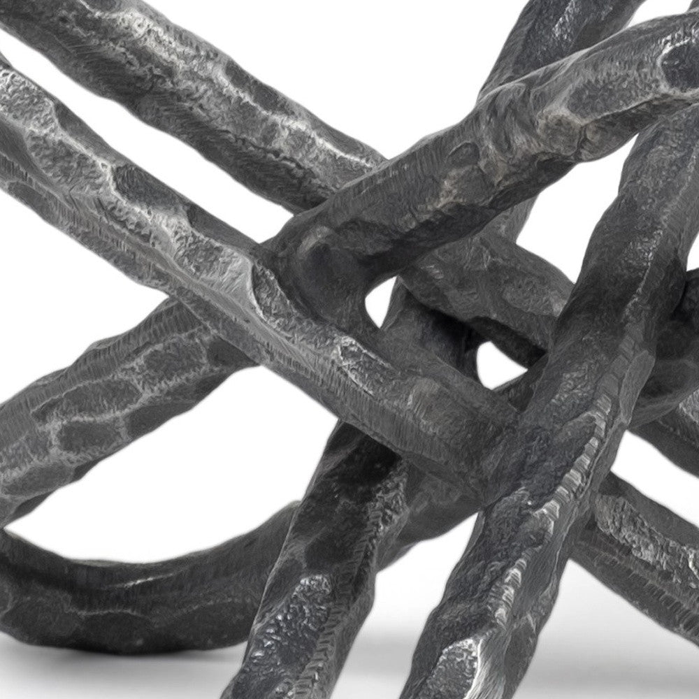 10" Antiqued Silver Metal Chain Link Tabletop Sculpture-Sculptures-DECOROLALA