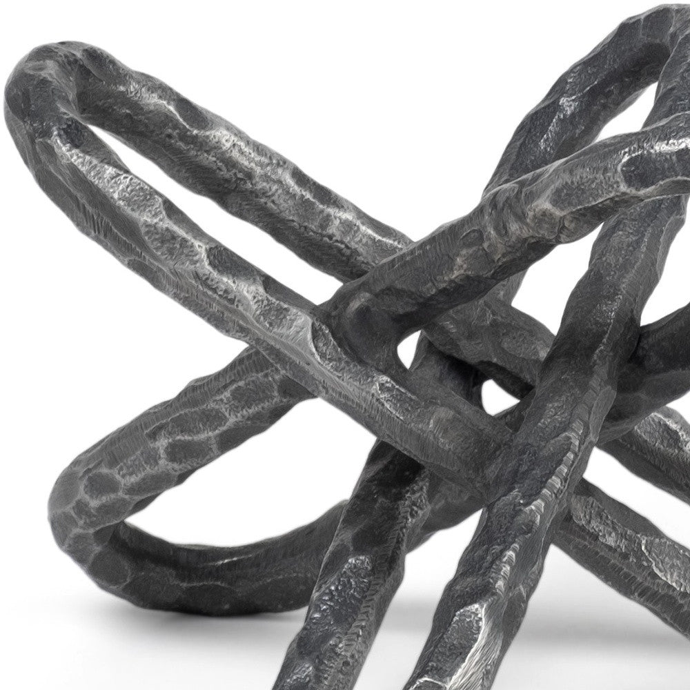 10" Antiqued Silver Metal Chain Link Tabletop Sculpture-Sculptures-DECOROLALA