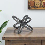 10" Antiqued Silver Metal Chain Link Tabletop Sculpture-Sculptures-DECOROLALA