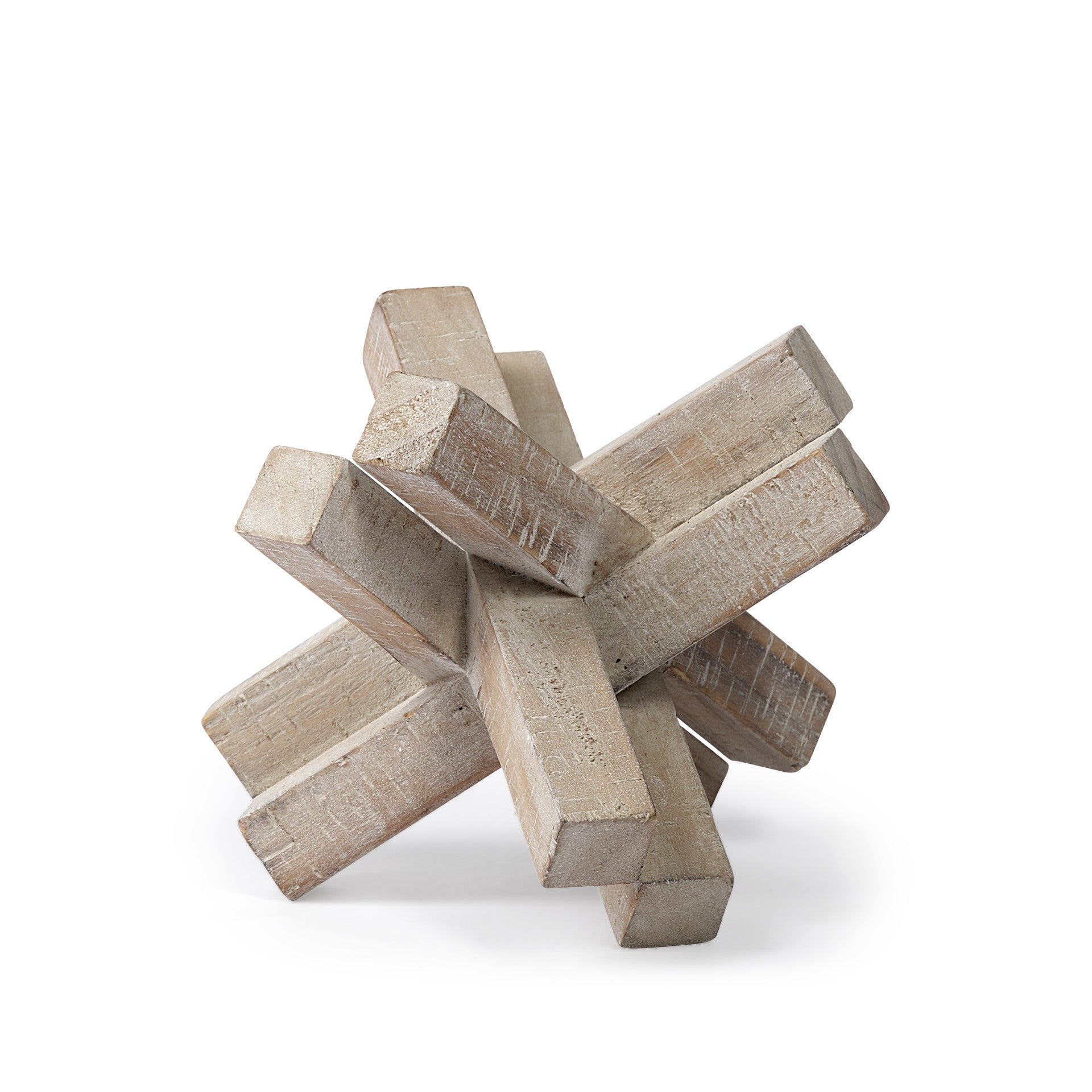 6" Brown Solid Wood Abstract Geometric Tabletop Sculpture-Sculptures-DECOROLALA