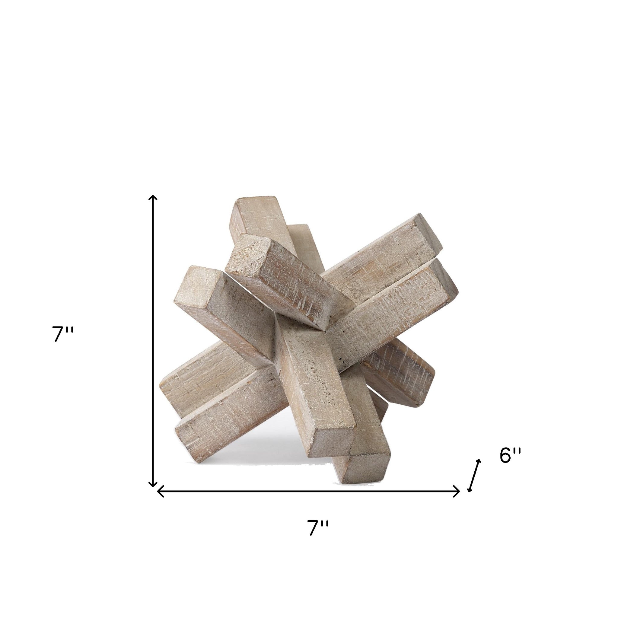 6" Brown Solid Wood Abstract Geometric Tabletop Sculpture-Sculptures-DECOROLALA