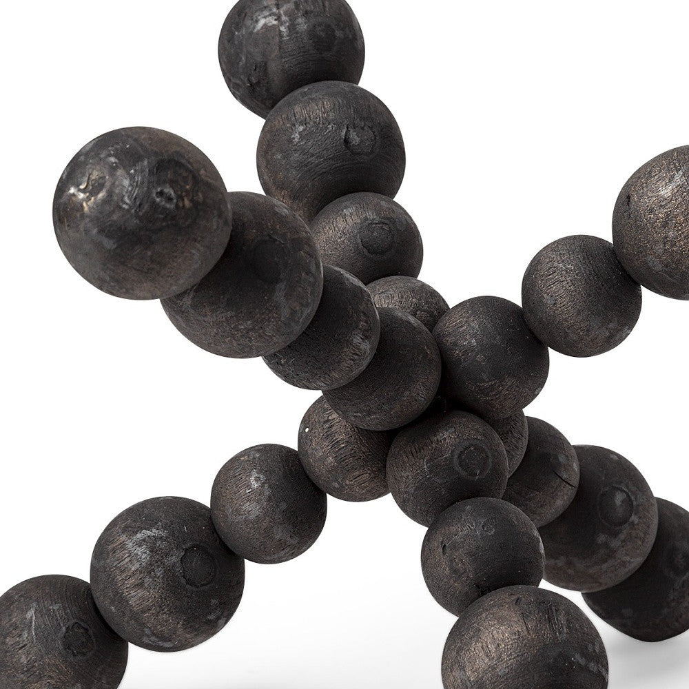 9" Black Beaded Wooden Decorative Jack Tabletop Sculpture-6