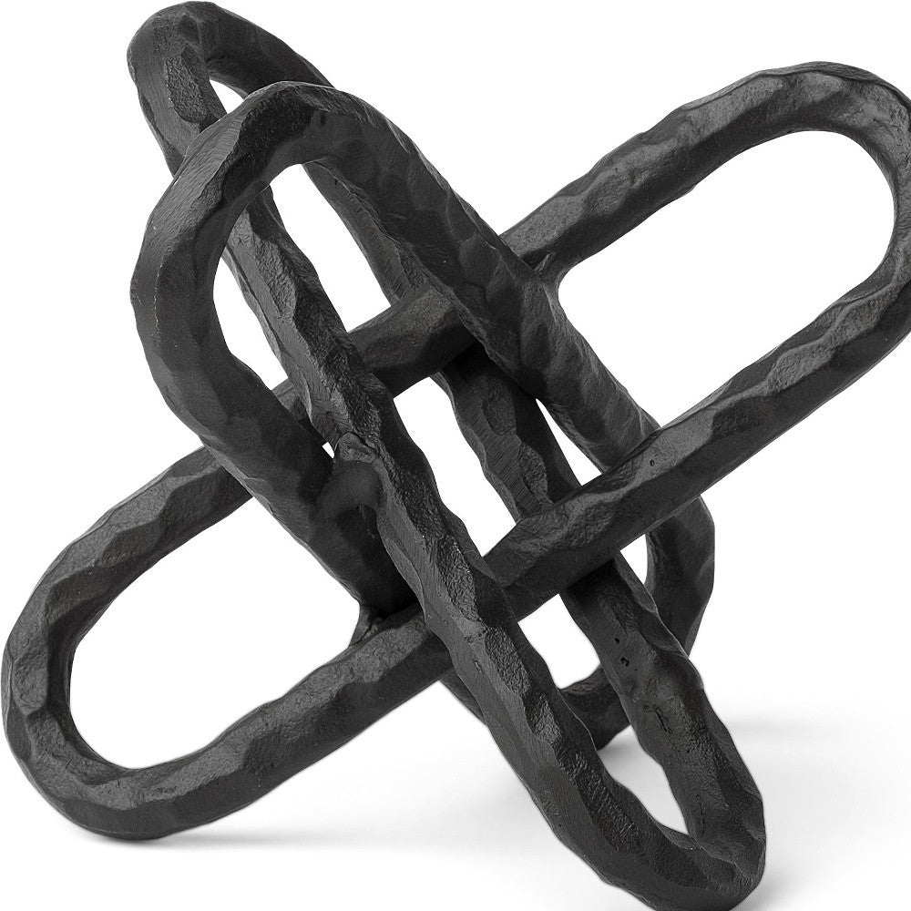 10" Black Metal Chain Link Tabletop Sculpture-Sculptures-DECOROLALA