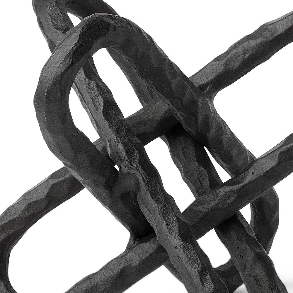 10" Black Metal Chain Link Tabletop Sculpture-Sculptures-DECOROLALA