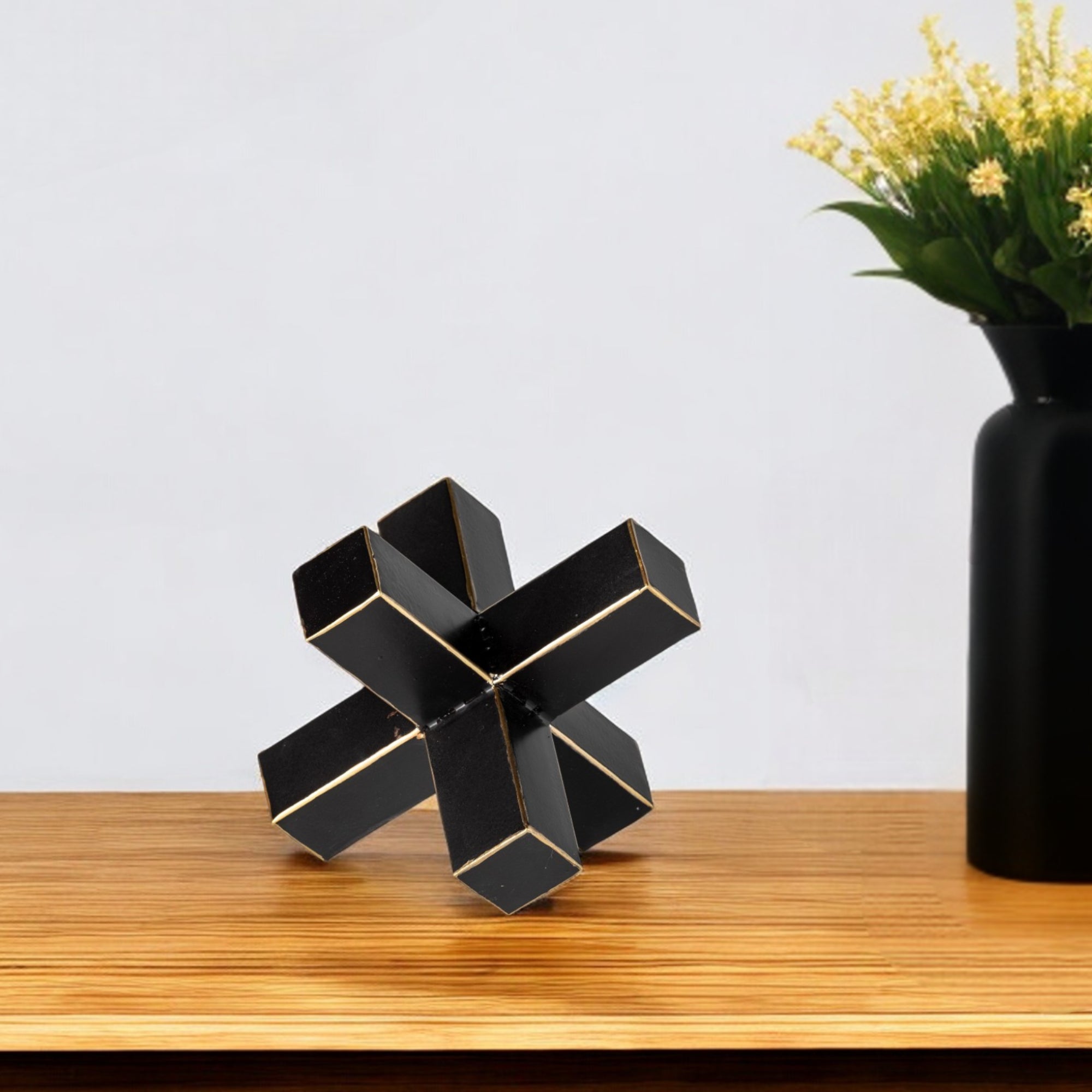 6" Black Metal Tabletop Sculpture-0