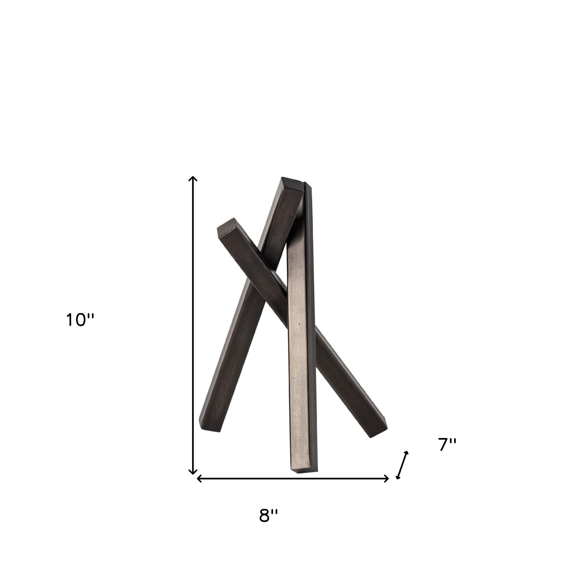 10" Black Metal Abstract Tabletop Sculpture-Sculptures-DECOROLALA