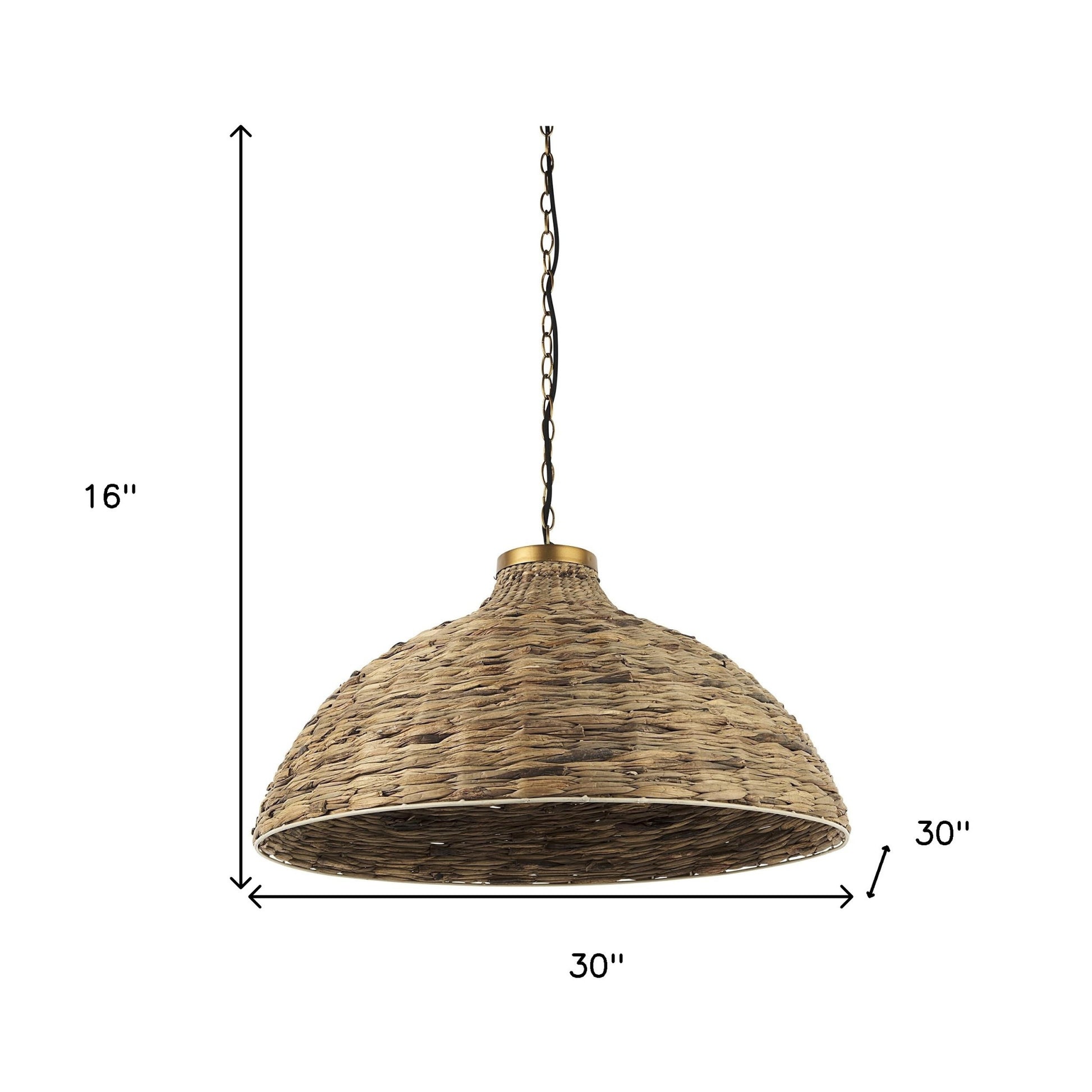 Brown Wicker Domed Hanging Pendant Light-Pendants-Hanging Lights-DECOROLALA