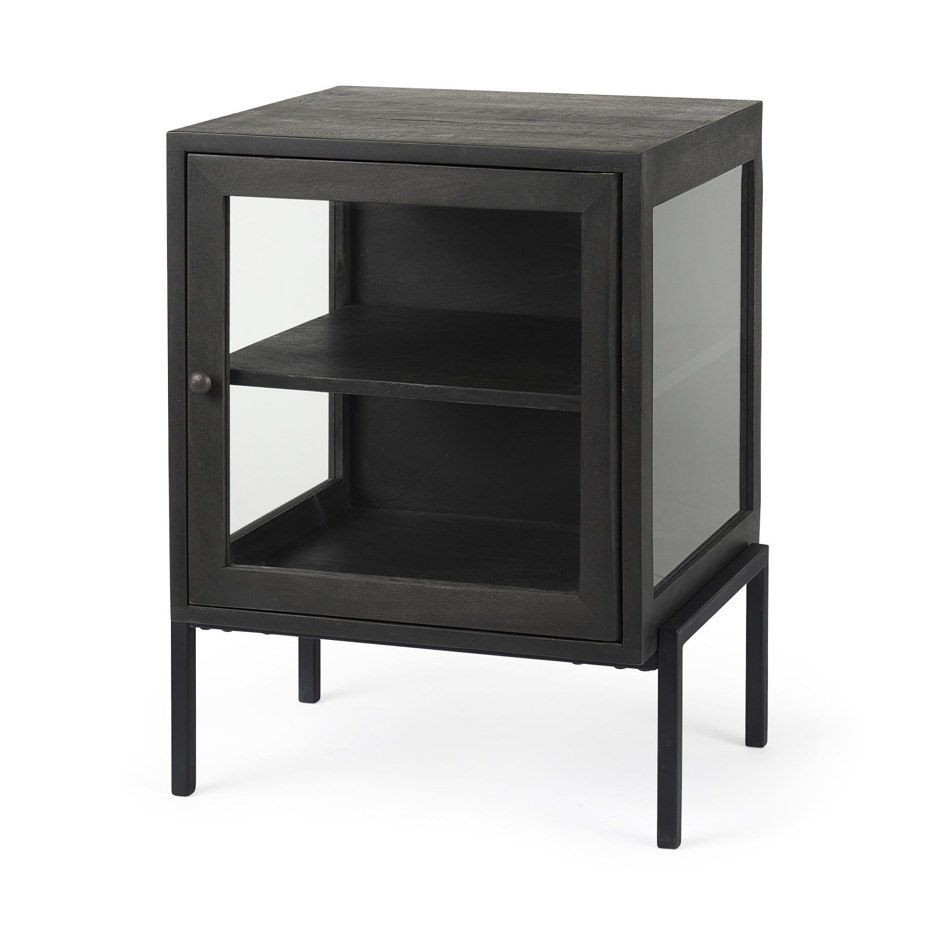 26" Black And Brown Solid Wood Square End Table-End-Side Tables-DECOROLALA