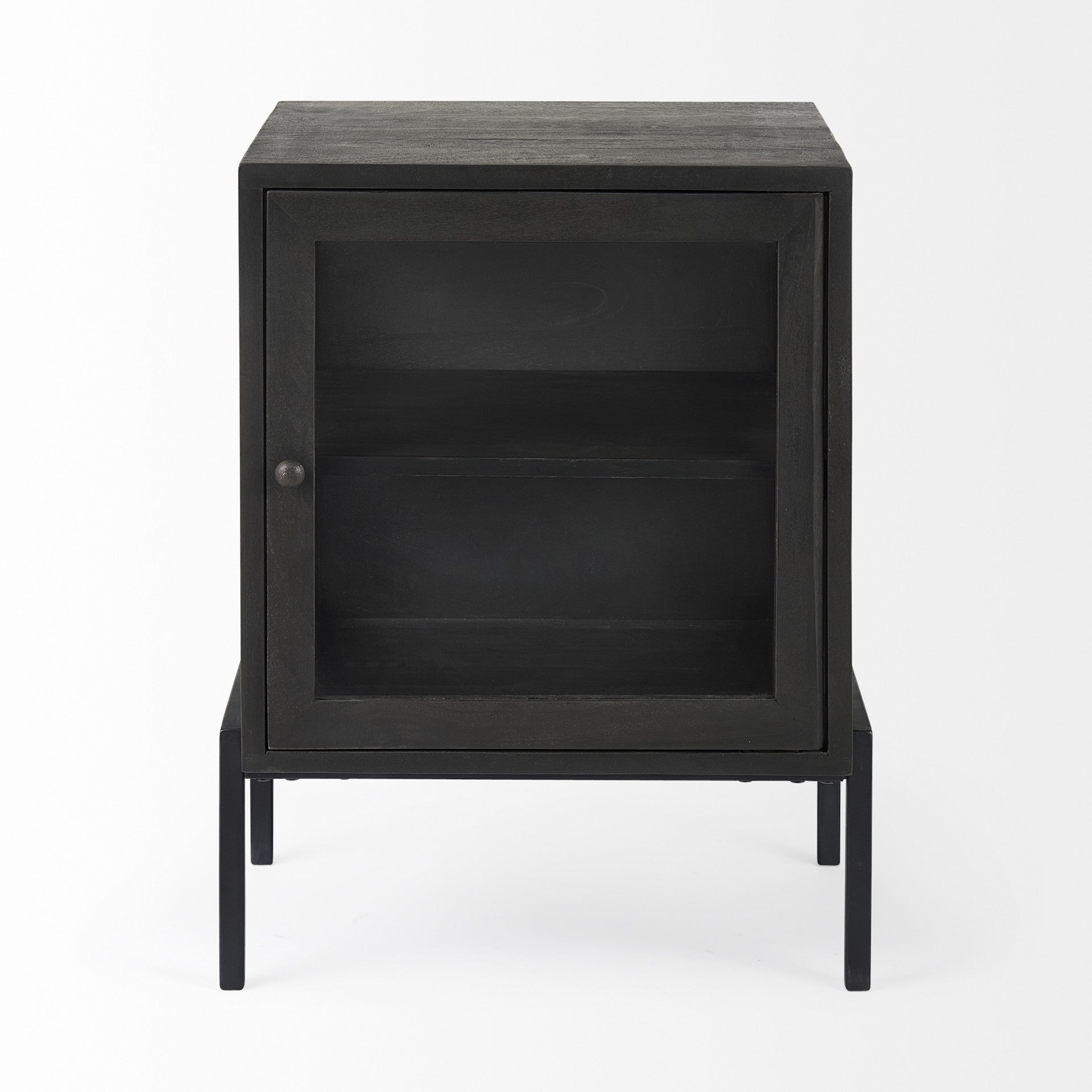 26" Black And Brown Solid Wood Square End Table-End-Side Tables-DECOROLALA