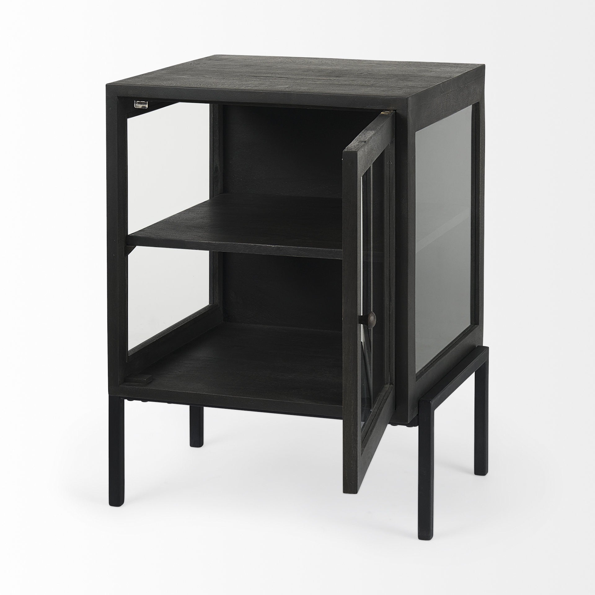 26" Black And Brown Solid Wood Square End Table-End-Side Tables-DECOROLALA
