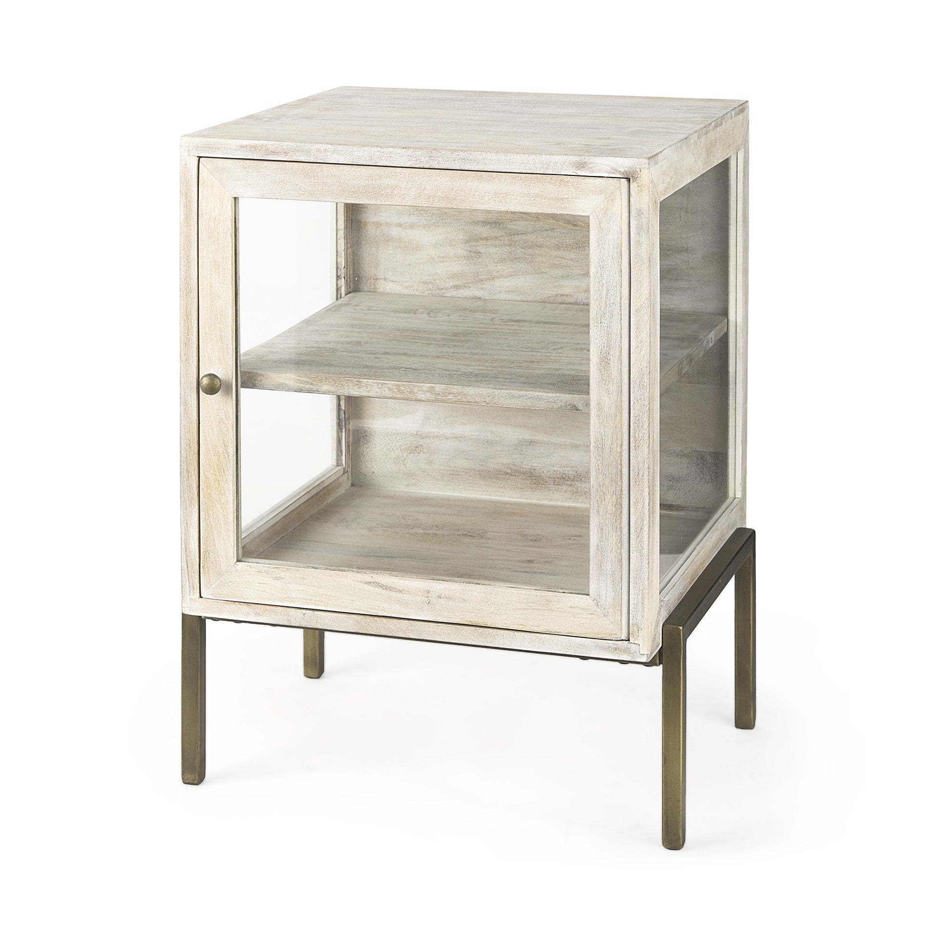 24" Beige Solid Wood Square End Table-0