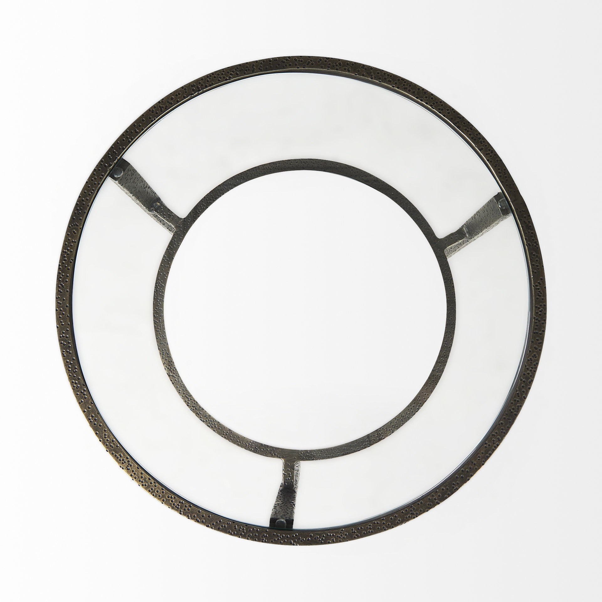 23" Bronze And Clear Glass And Metal Round End Table With Shelf-End-Side Tables-DECOROLALA