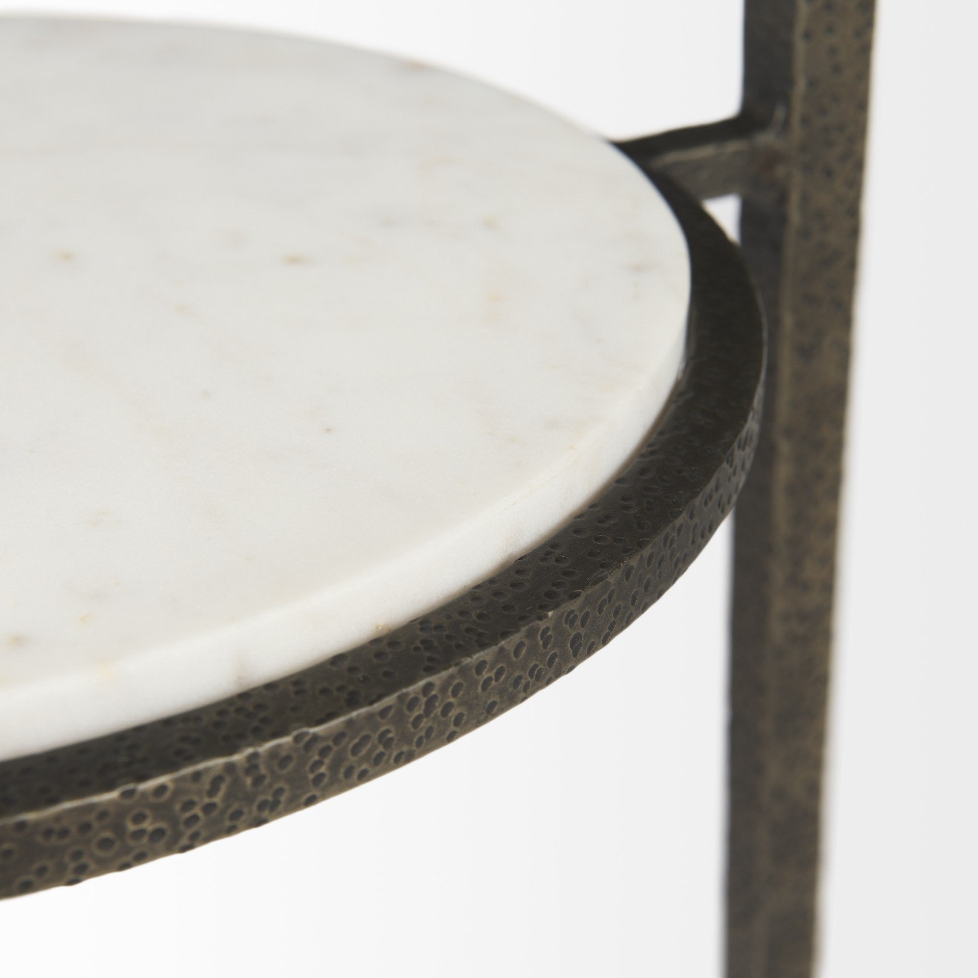 23" Bronze And Clear Glass And Metal Round End Table With Shelf-End-Side Tables-DECOROLALA