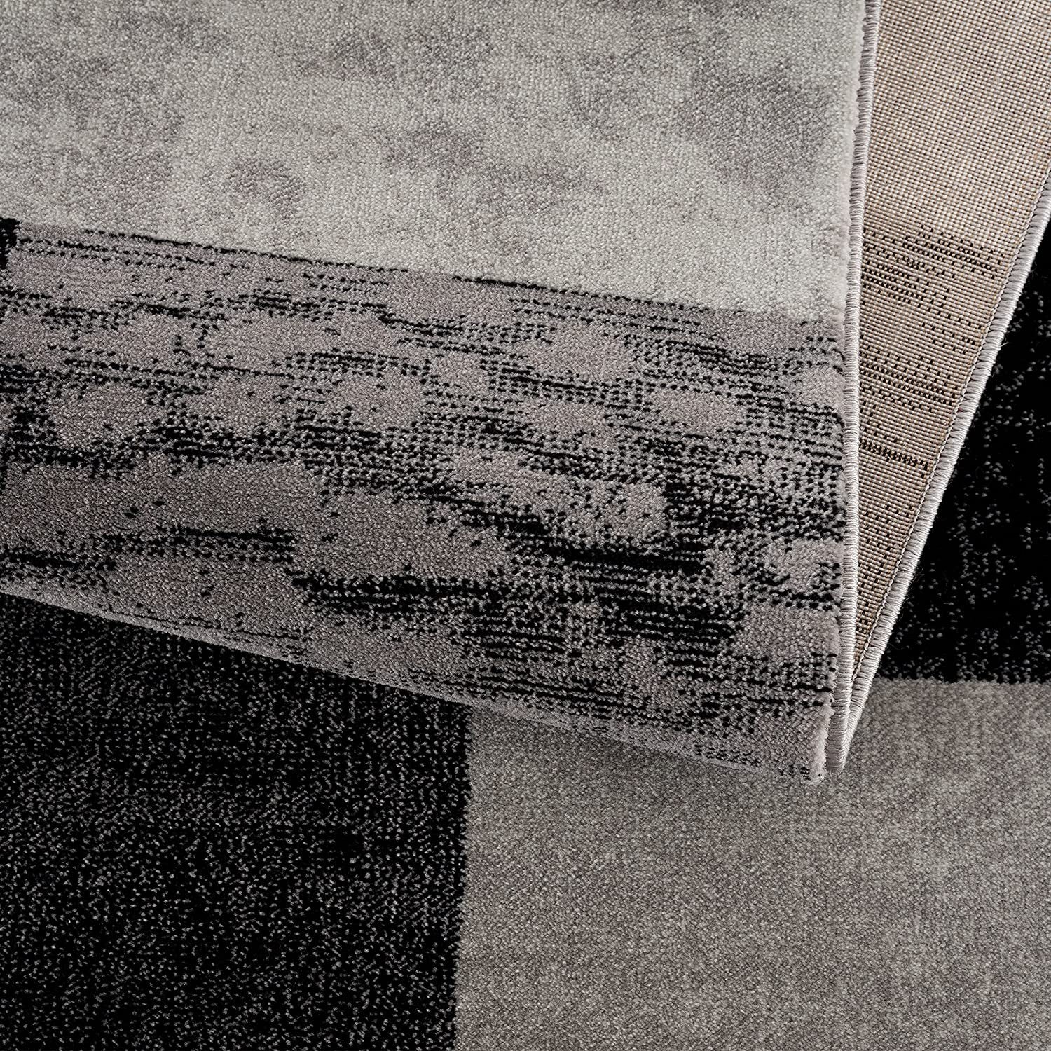 13' Gray And Black Geometric Shag Runner Rug-3