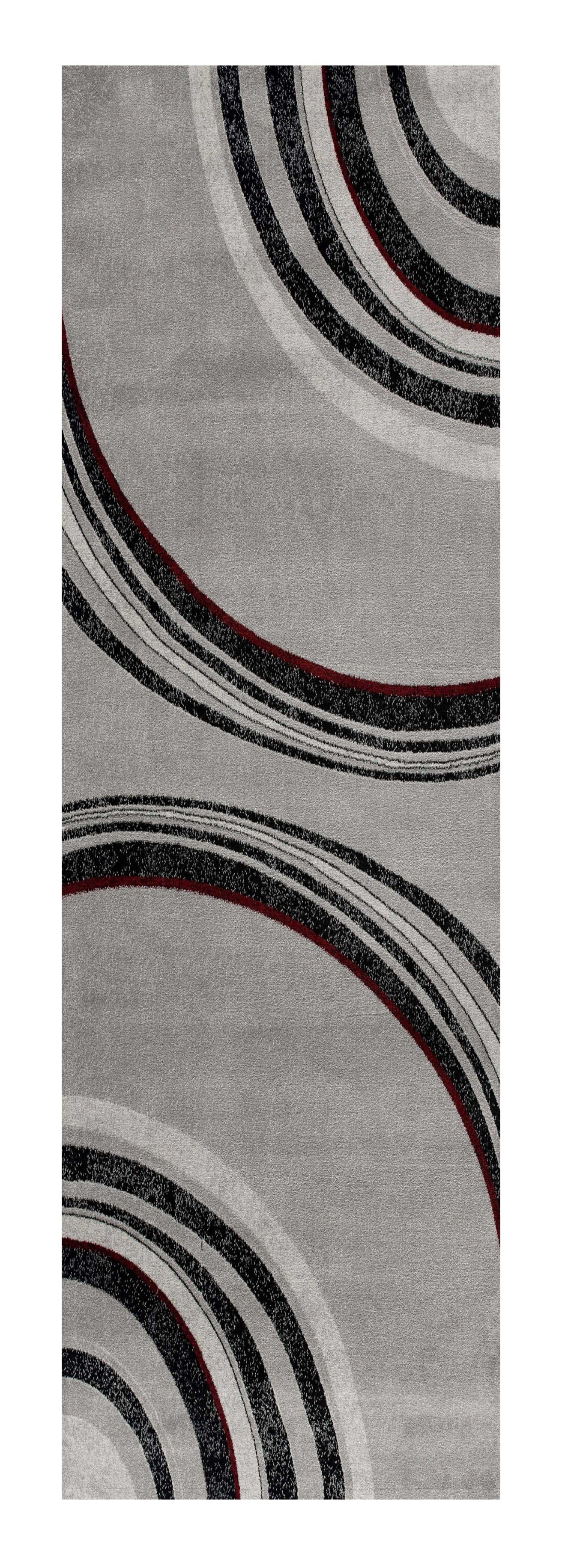 15' Gray Abstract Power Loom Runner Rug-0