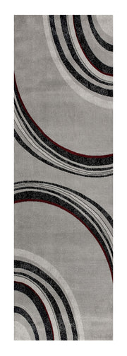 15' Gray Abstract Power Loom Runner Rug-0