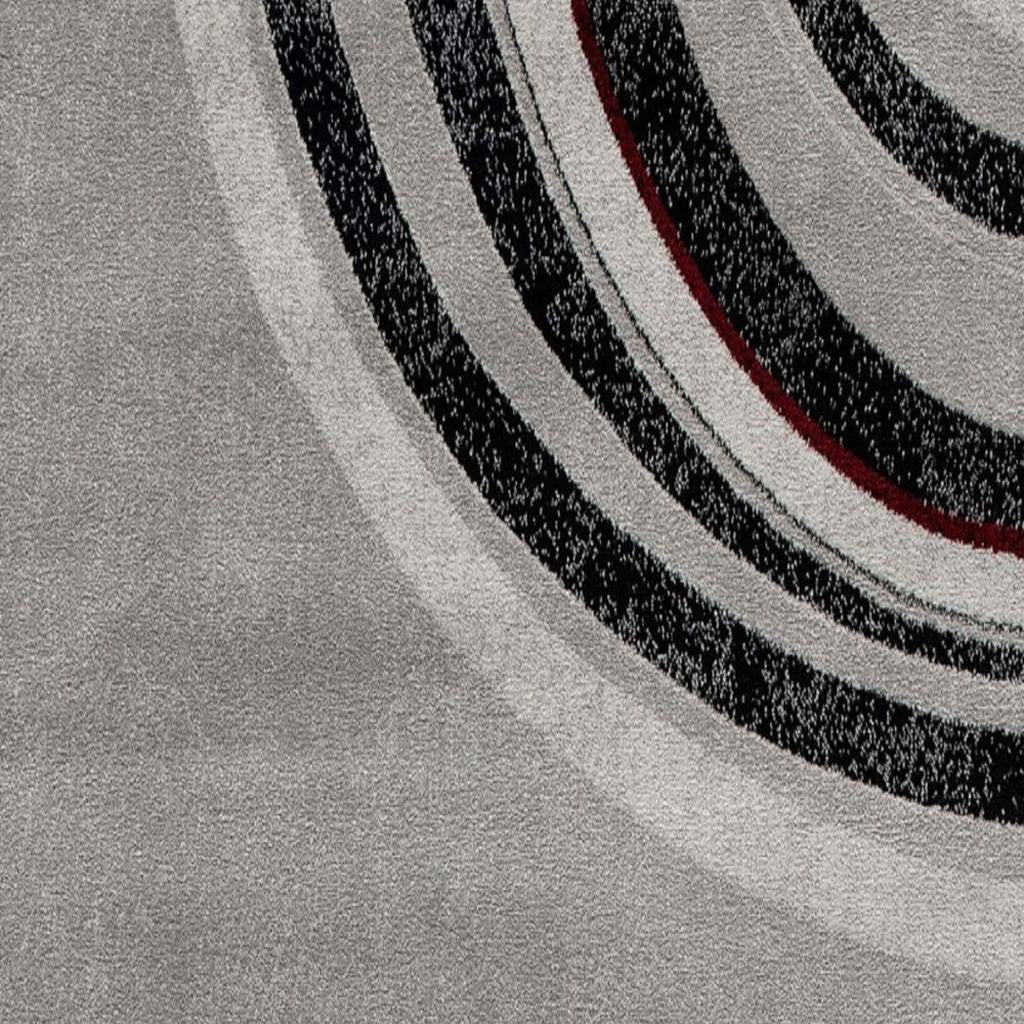 15' Gray Abstract Power Loom Runner Rug-7