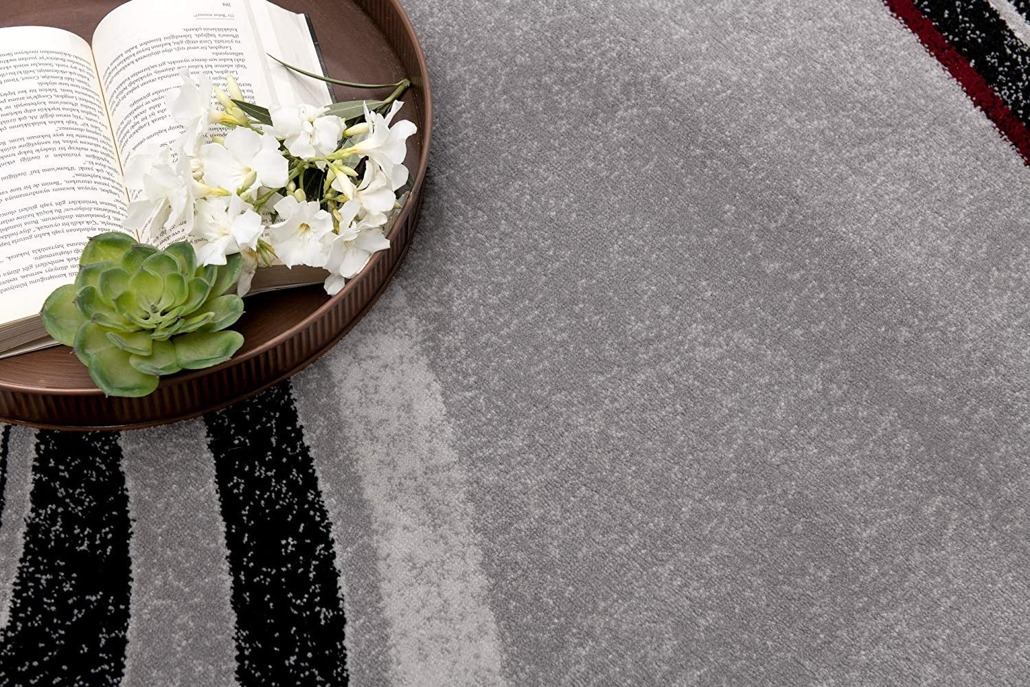 15' Gray Abstract Power Loom Runner Rug-5