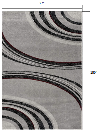 15' Gray Abstract Power Loom Runner Rug-8