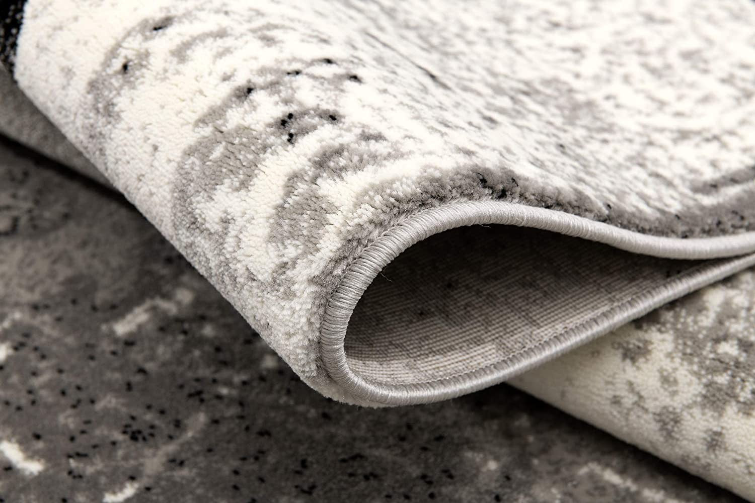 15' Gray Damask Dhurrie Runner Rug-2