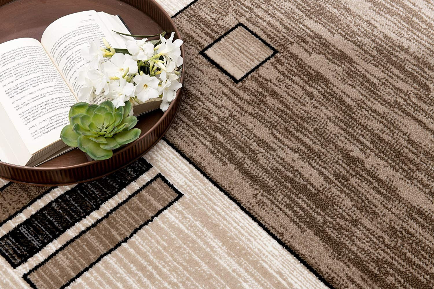 20' Beige Abstract Dhurrie Runner Rug-1