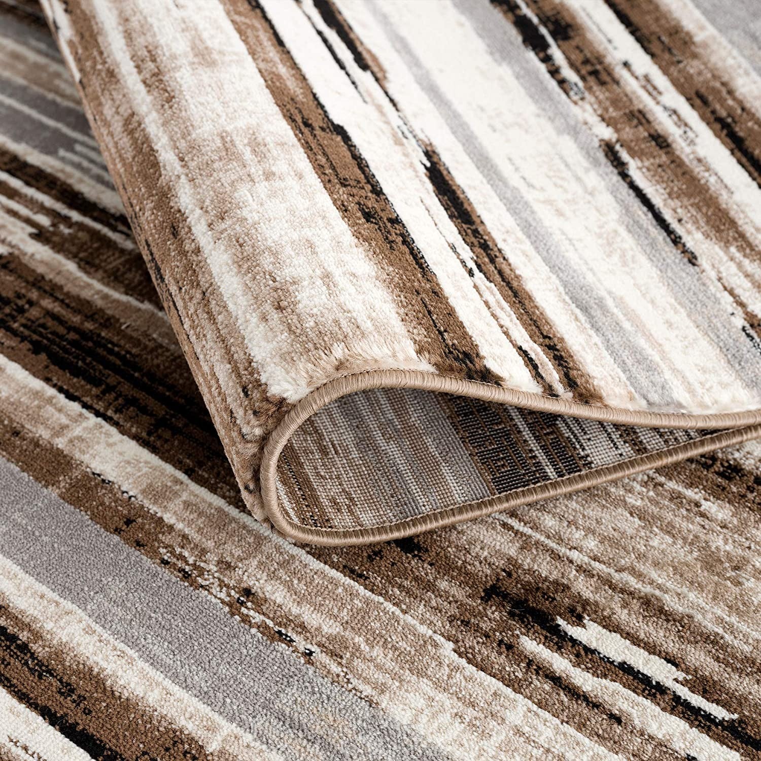 20' Beige Striped Dhurrie Runner Rug-5