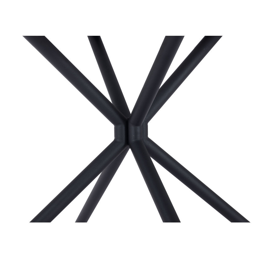 47" White And Black Rounded Steel Dining Table-Dining Tables-DECOROLALA