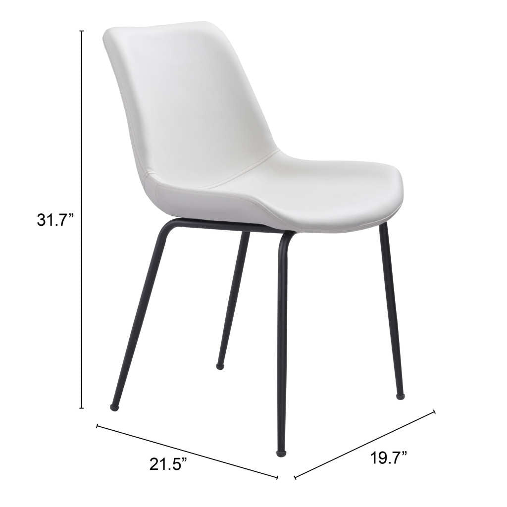 Set of Two White And Black Upholstered Faux Leather Dining Side Chairs-8