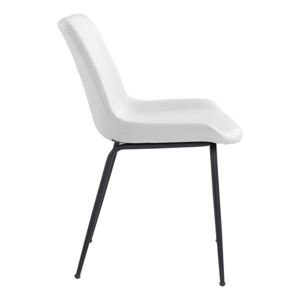 Set of Two White And Black Upholstered Faux Leather Dining Side Chairs-2