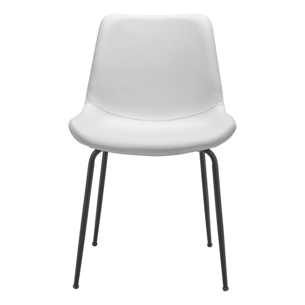 Set of Two White And Black Upholstered Faux Leather Dining Side Chairs-3