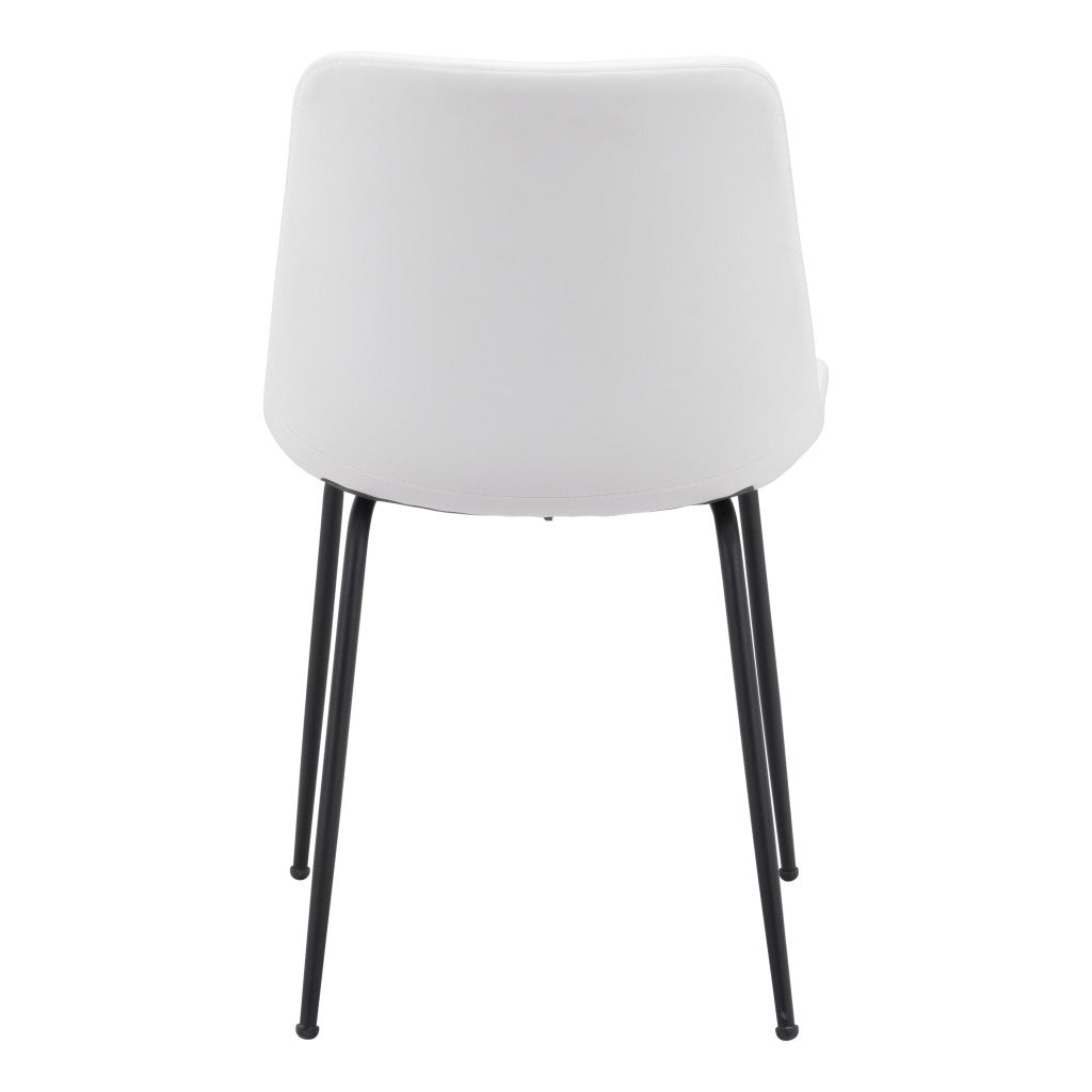 Set of Two White And Black Upholstered Faux Leather Dining Side Chairs-4