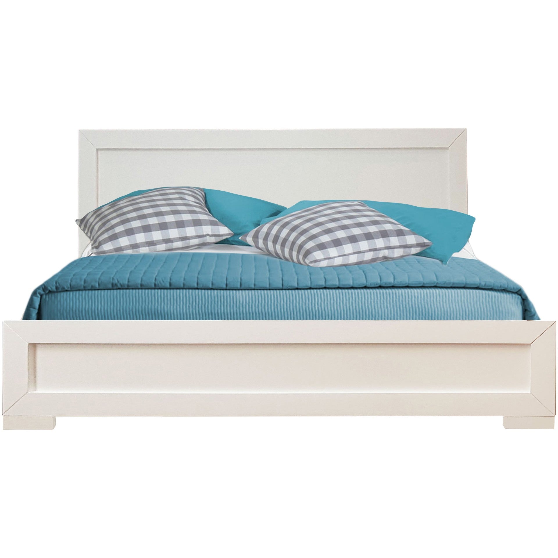 White Solid and Manufactured Wood Full Bed Frame-0