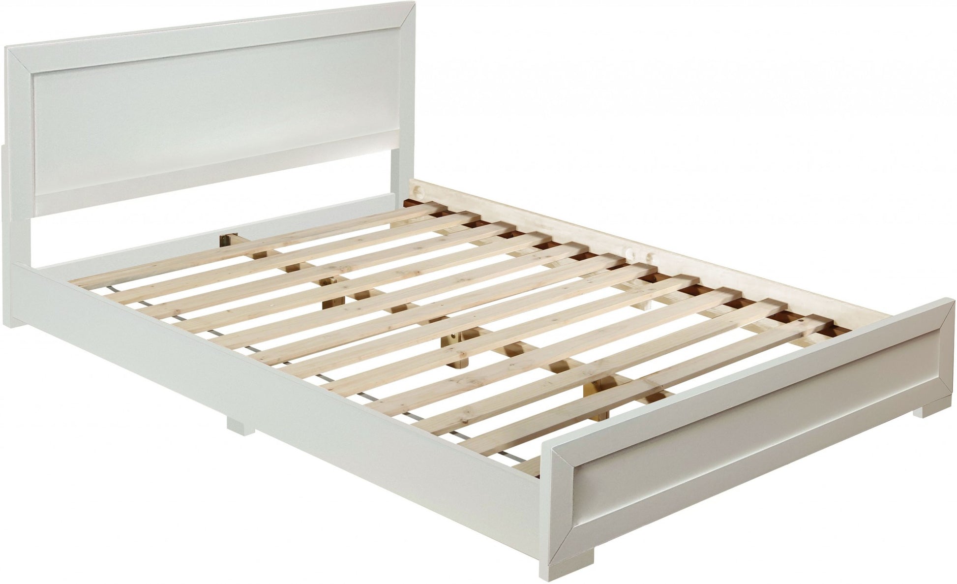 White Solid and Manufactured Wood Full Bed Frame-2
