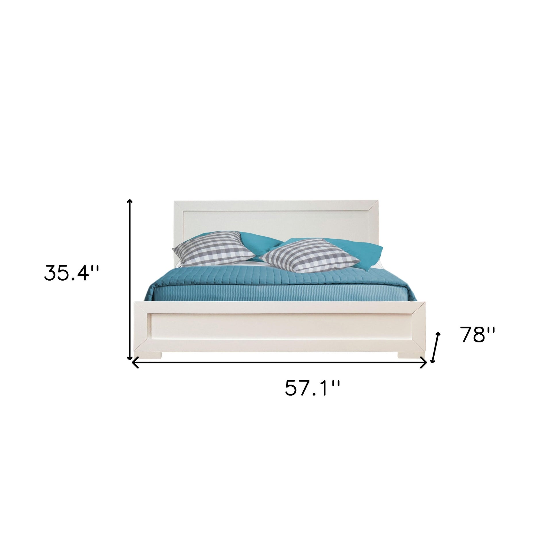 White Solid and Manufactured Wood Full Bed Frame-3