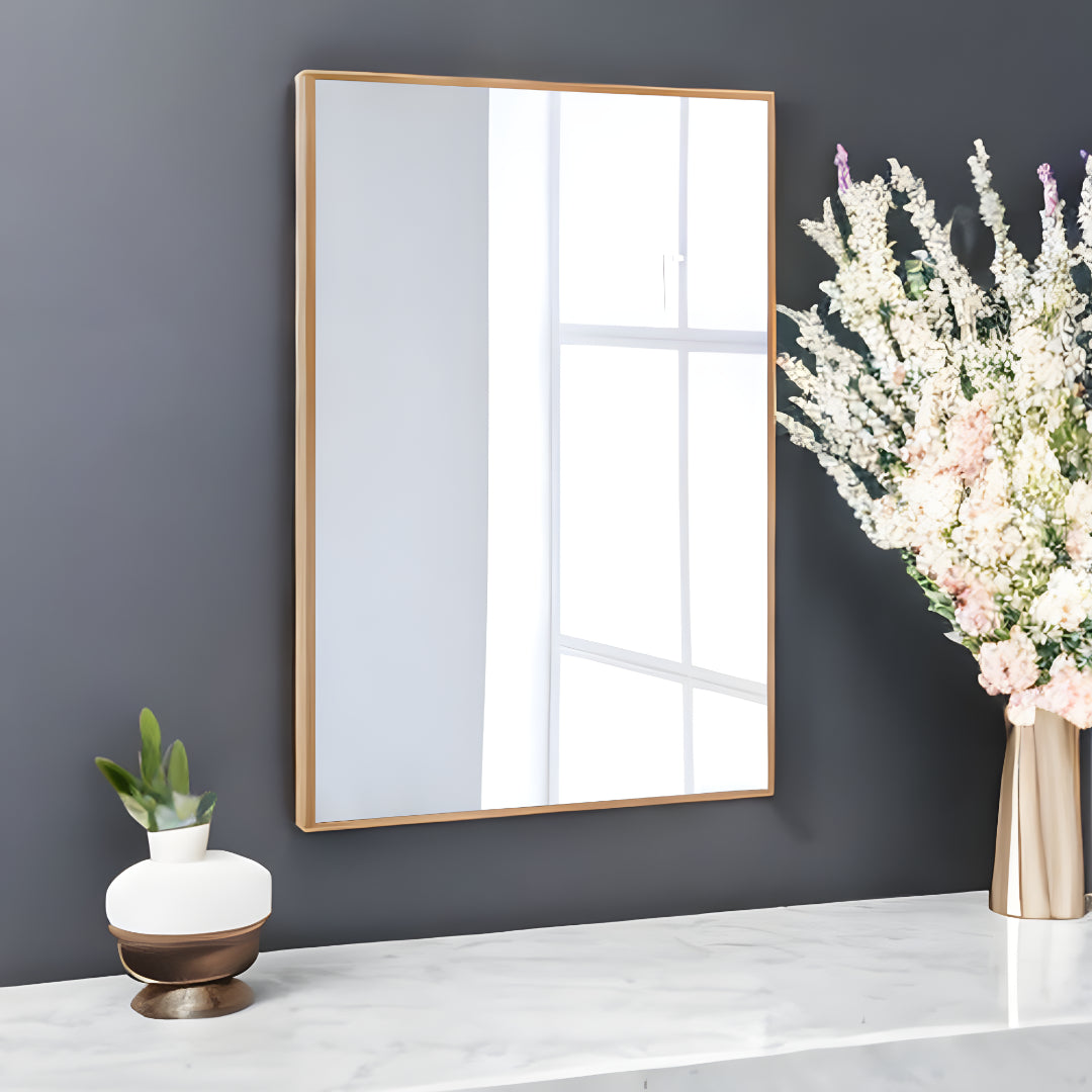 36" Gold Metal Framed Bathroom Vanity Mirror-Mirrors-DECOROLALA