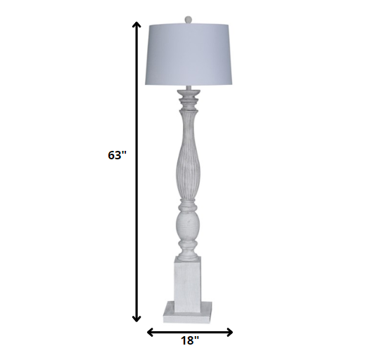 63" White Resin Floor Lamp With White Fabric Drum Shade-Floor Lamps-DECOROLALA