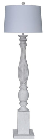 63" White Resin Floor Lamp With White Fabric Drum Shade-Floor Lamps-DECOROLALA