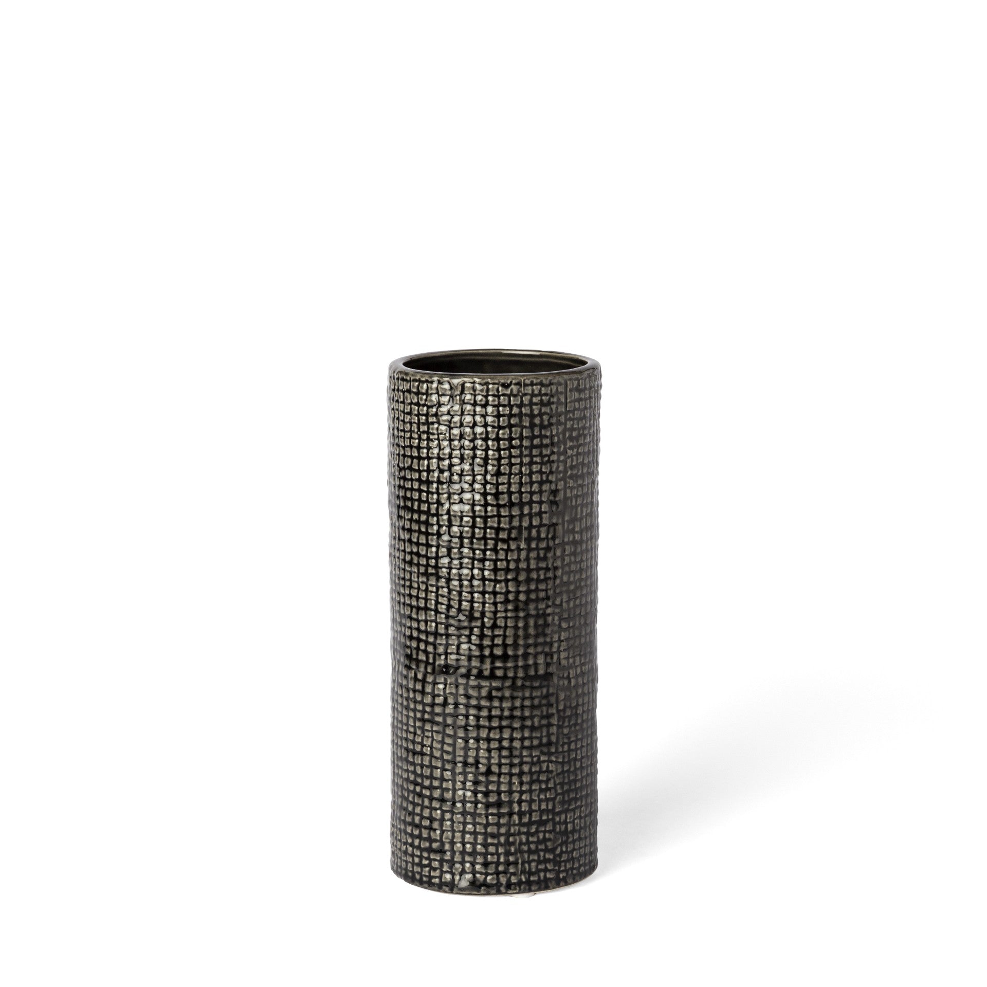 10" Black And Gold Abstract Cylinder Ceramic Table Vase-Vases-DECOROLALA