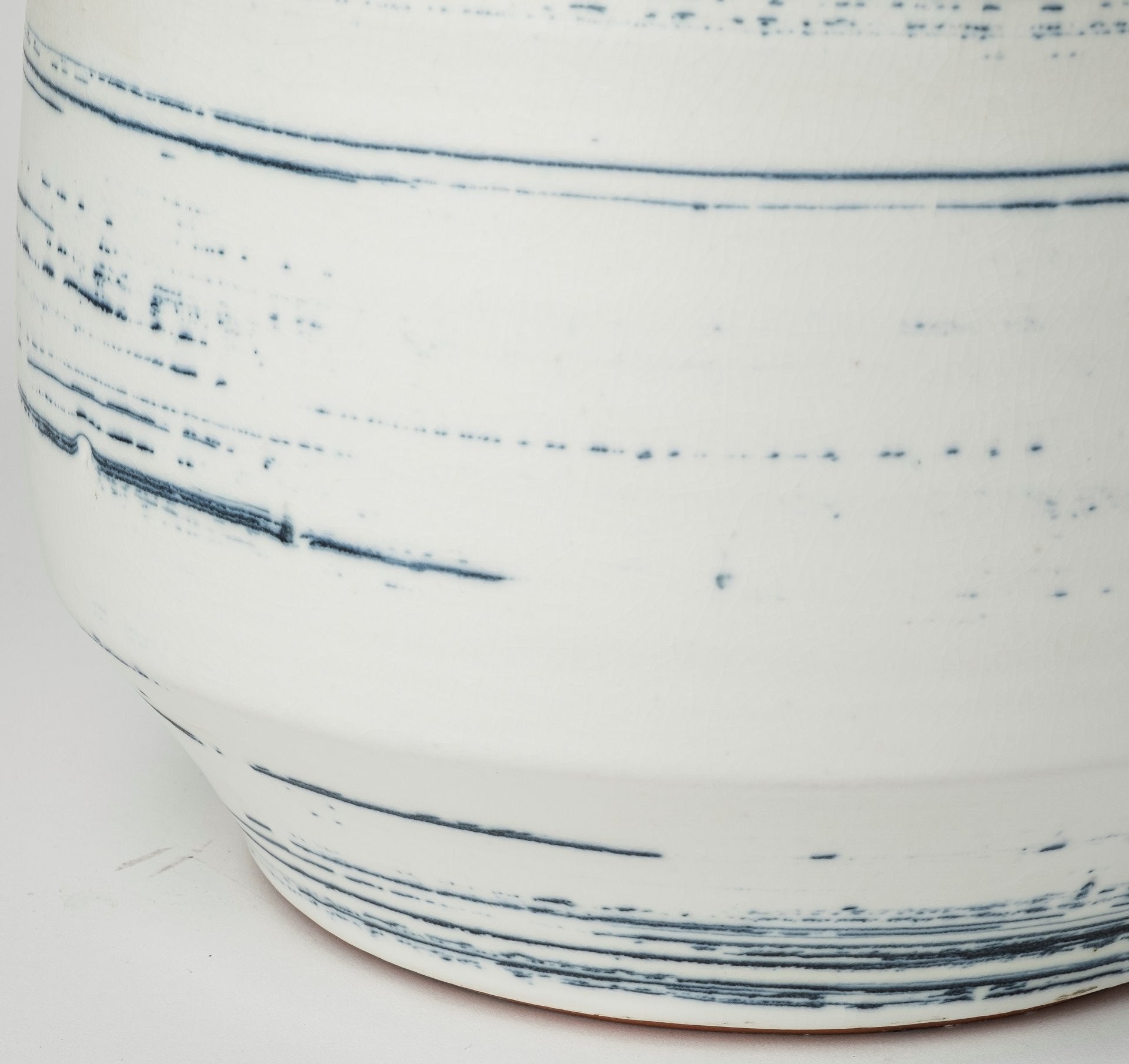 10" Blue Sand And White Abstract Cylinder Ceramic Table Vase-Vases-DECOROLALA