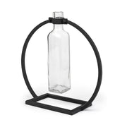 10" Black Abstract Cylinder Metal Table Vase-Vases-DECOROLALA