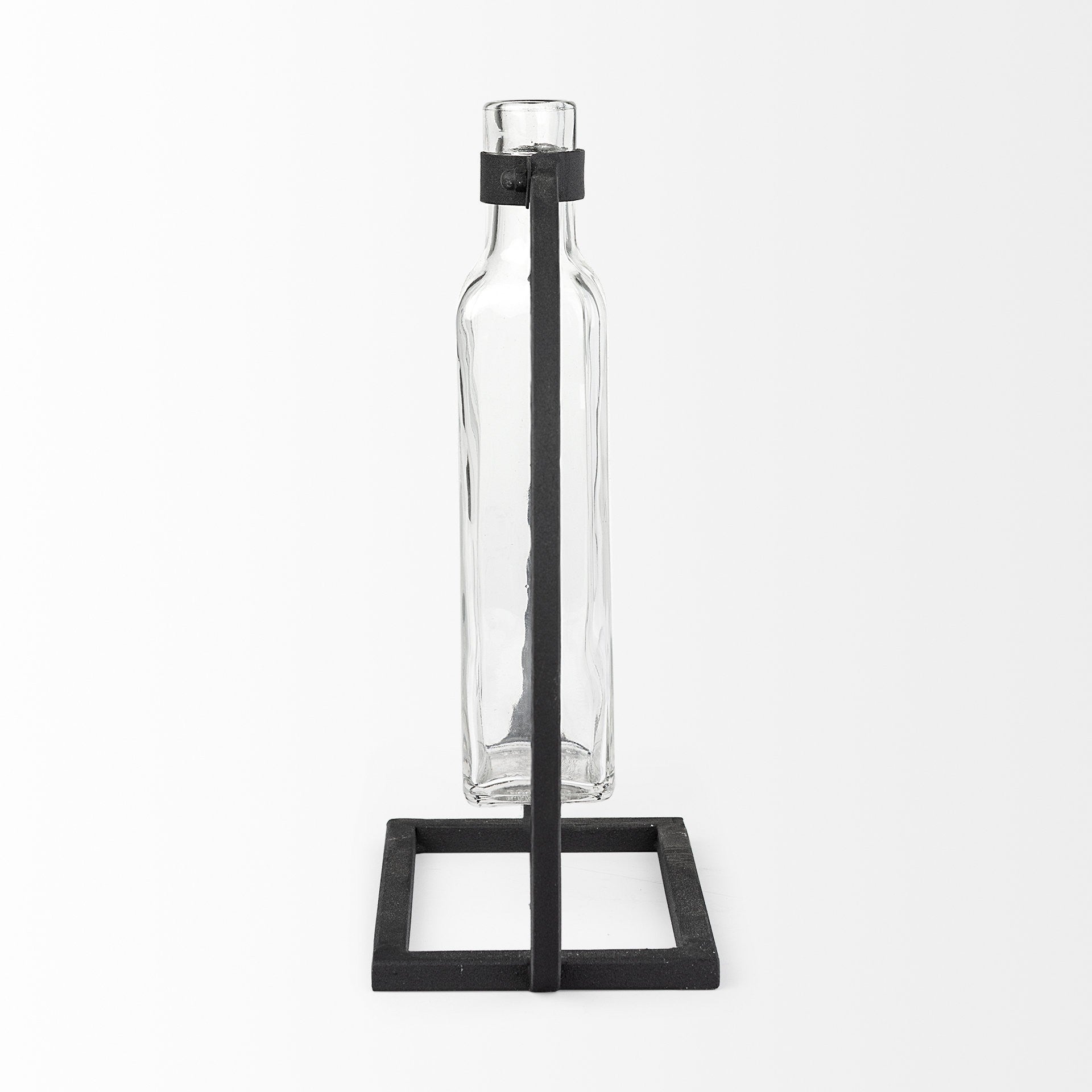 10" Black Abstract Cylinder Metal Table Vase-Vases-DECOROLALA