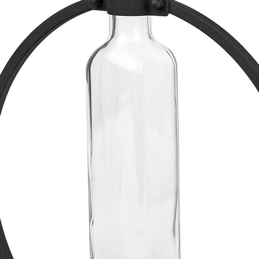 10" Black Abstract Cylinder Metal Table Vase-Vases-DECOROLALA