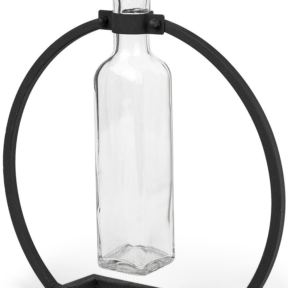 10" Black Abstract Cylinder Metal Table Vase-Vases-DECOROLALA