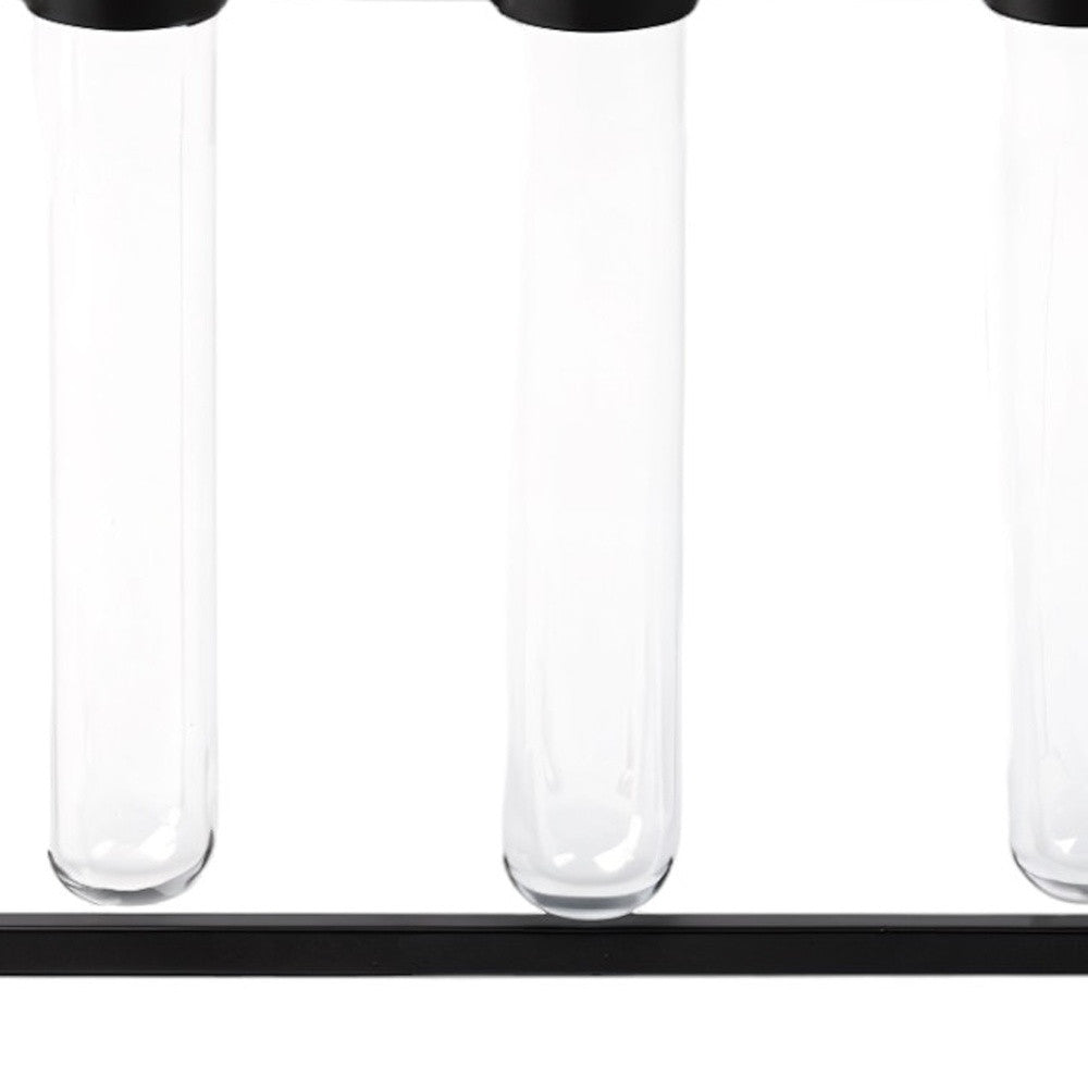 10" Black Abstract Cylinder Metal Table Vase-Vases-DECOROLALA